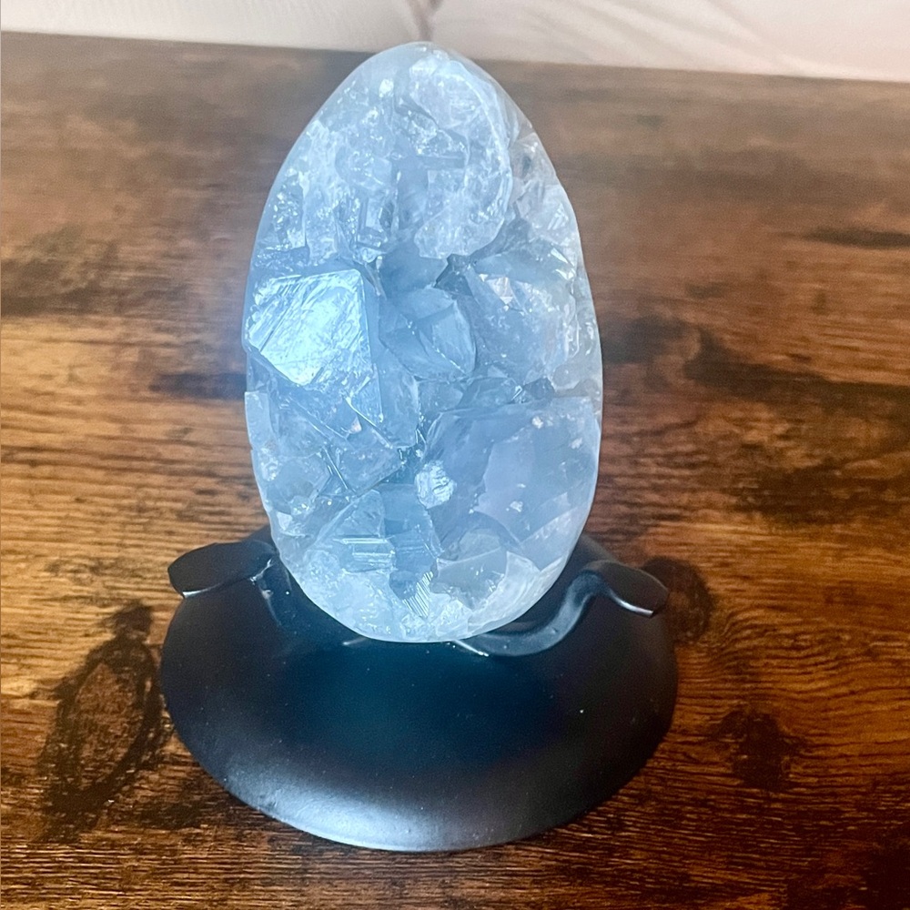 Celestite Egg Geode 3.4 inches crystalline blue beauty